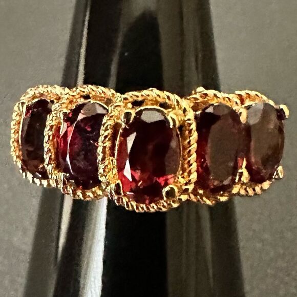 Jewelry - NWT Gen Garnet 14KT Gold Plated Tier Ring Size 5 - New